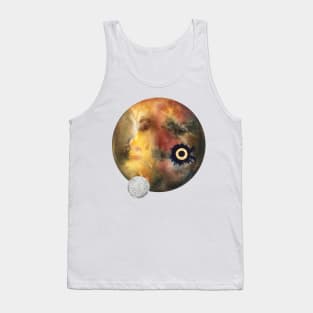 Planet and Moon in Earthtones, Silver, and Gold Tank Top